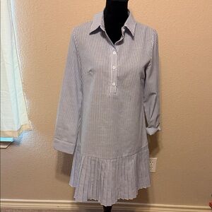 SHEIN Blue and White Striped Shirt Dress